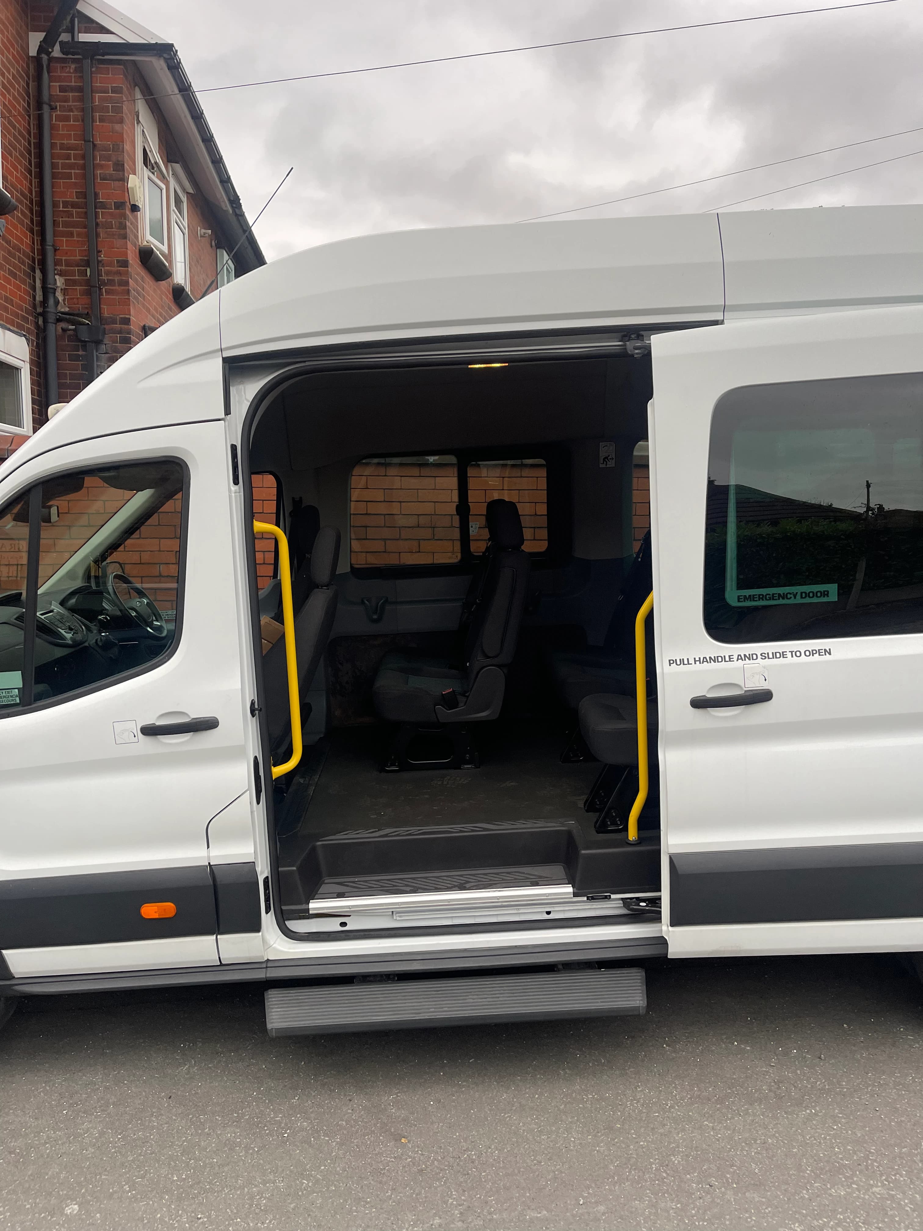 Ford Transit minibus side access step for easy boarding